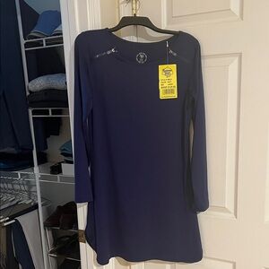 Banana Boat Deep Blue Long Sleeve Dress